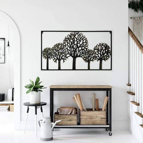 K&L Wall Art Retro Metall Wandbild Wald Metallbild Bäume des Lebens 3D Wanddeko für Garten Balkon Wohnzimmer Baum Mutter Natur Heimat 103x58cm Vintage