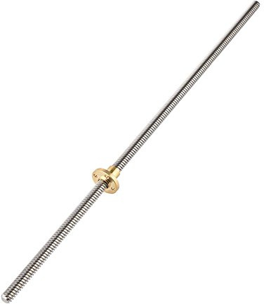 Accesorios para Impresora 3D, T8, husillo roscado Trapezoidal, Tornillo de Plomo + Tuerca T8, Paso 2 mm, Alambre de Tornillo 8 mm, Acero Inoxidable, para Motor Paso a Paso (400 mm)