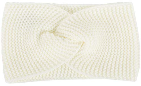 styleBREAKER Damen Feinstrick Stirnband Krausstrick Knoten, Creme-Weiß | Bundweite 20 cm (elastisch für 41-59 cm Kopfumfang), 12 cm breit, weicher Ohrenwärmer mit gewellter Oberfläche.