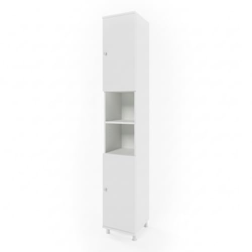 Vicco Mobile bagno alto Fynn, Bianco, 30 x 190 cm, per la conservazione di articoli da bagno e asciugamani