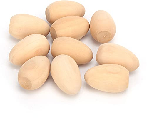 Pssopp 10 Stück Unvollendete Holz Ostereier Holzeier Unlackierte Holzeier Set Faux Eier für Ostern Familie Dekoration (S)