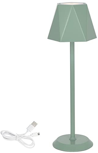 Clauss LED-Tischlampe mit Akku via USB aufladbar, kabellos, mit Dimmer, aus Metall für Innen und Außen, IP54, grün, Clauss 10010