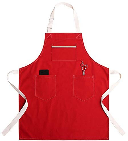 fayengan Canvas Apron For Men, Heavy Duty Work Apron With Pockets, Waterproof Wear-resistant Tools Apron (Color : Red, Size : XL)