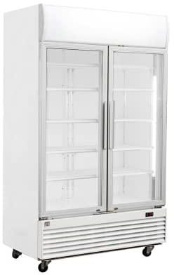 METRO Professional Doppel Getränkekühlschrank GSC2100, Stahl/Glas, 120 x 72.5 x 206.6 cm, 930 L, mit Schloss, weiß (Weiß)