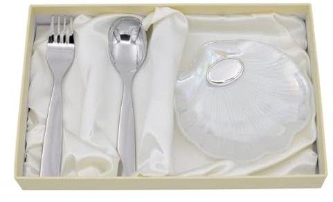 Pack Estuche Concha Cristal Nacar + Cuchara y Tenedor