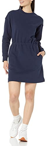 Amazon Essentials Vestido tipo sudadera de manga larga Mujer, Azul Marino, L