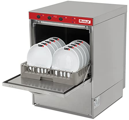 Romux® Lave-vaisselle Professionnel 50x50 cm avec pompe de rinçage et détergent | Lave vaisselle professionnel Bar | Lave-vaisselle professionnel | Idéal pour bars et restaurants