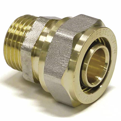 Schraub-Übergang mit Außengewinde Messing von Alu-Verbundrohr auf Außengewinde für Trinkwasser, Heizung, Kühlung und ölfreie Druckluft - einfache Montage (26 x 3 mm auf 3/4 Zoll AG)
