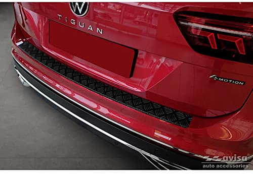 Avisa Aluminium Heckstoßstangenschutz passgenau | kompatibel mit Volkswagen Tiguan II inkl. Allspace & R-Line 2016-2020 & FL 2020-2024 - Mattschwarz