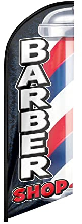FSFLAG Barber Shop Swooper Federflagge – Werbebanner für Unternehmen und Schaufenster 2,4 m (nur Flagge)