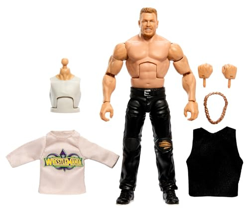 Mattel WWE Elite Actionfigur WrestleMania mit Zubehör und Nicholas-Bauteilen, bewegliche Sammelfigur für WWE-Fans HVJ10