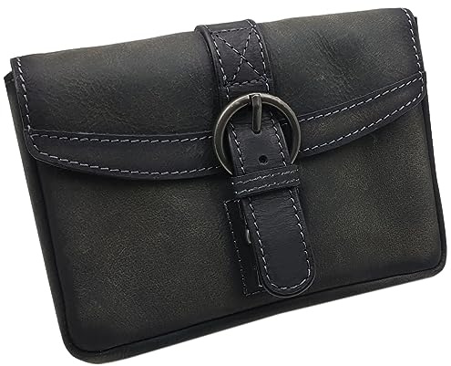 Büffel-Vollleder Gürteltasche in Querformat (Vintage-Grau) | Hüfttasche, Handtasche, Tasche