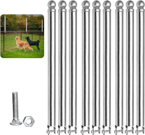 Chain Link Fence Post Height Extender for Dogs/Deer, Heavy Duty Privacy, 2 Ft Fence Extender, Prevents Jumping, 9-pack