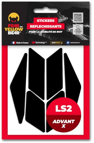 FYB© Kit 5 Stickers réfléchissants REPOSITIONNABLES compatibles avec Casque LS2 Advant X™, 3M™ Technology, Noir