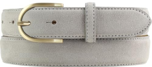 BELTINGER Damen-Gürtel aus Veloursleder 3,0 cm | Velour-Ledergürtel für Damen 30mm | Wildleder-Gürtel mit runder, goldener Gürtelschließe