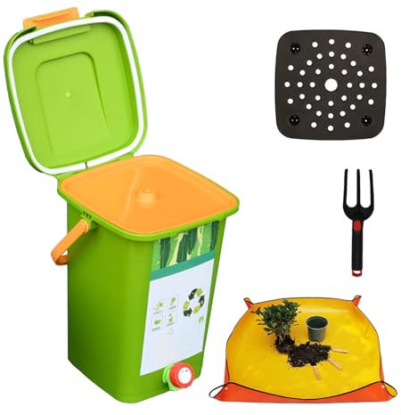 Countertop Compost Bin with Lid 8L/10L/15L/20L Compost Bins Easy to Clean with Sealing Cover Countertop Composter,Style3(15L)-2Set
