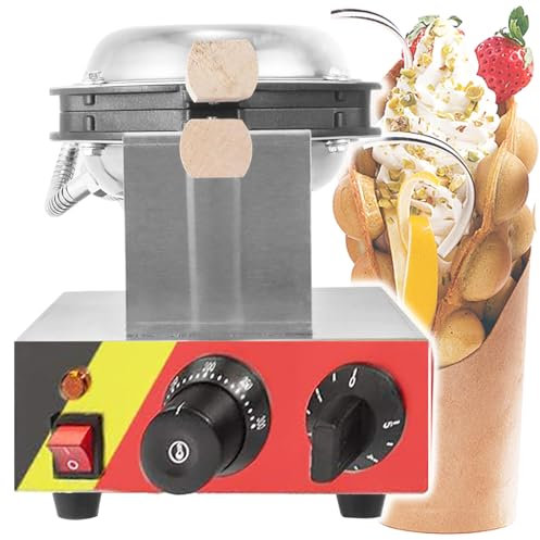 Eastnmythet Machine Commerciale de gaufrier à Bulles 1400 W, Machine à gaufres à crème glacée antiadhésive, gaufrier Commercial à Bulles d'œufs avec poignée en Bois,110V