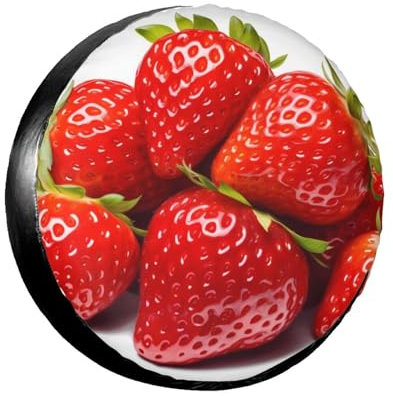 Fresh Strawberry Reifenabdeckung, wasserdicht, staubdicht, sonnenfest, Ersatzradabdeckung, geeignet für Anhänger, SUV, LKW usw. 16 Zoll
