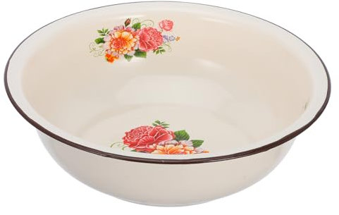 UTHCLO Vintage Enamel Basin Large Extra Kitchenware for Mixing and Washing Enamelware Bowl for Fruit and Vegetable Storage