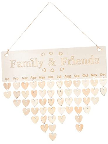 JEWEDECO Wandbehang Kalender Klassenzimmer Geburtstag Erinnerung Board Holz Familie Und Freunde Zeichen