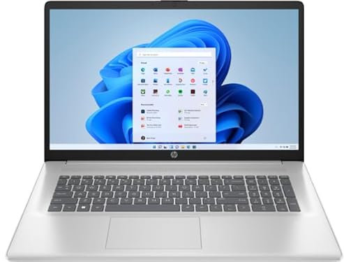 HP Laptop 17-cp0040nf, Ordinateur Portable, AMD Ryzen 7 5700U, 16 Go RAM, 1 TB SSD, AMD Radeon Graphics, Écran 17.3 FHD IPS, Antireflet, Windows 11, Clavier AZERTY, Argent