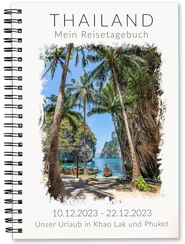 Reisetagebuch Thailand Personalisiert | Reisetagebuch zum Ausfüllen | Reisebuch als personalisiertes Geschenk Thailand | Gestalte deinen persönlichen Thailand Reiseführer | DIN A5 | Calmondo