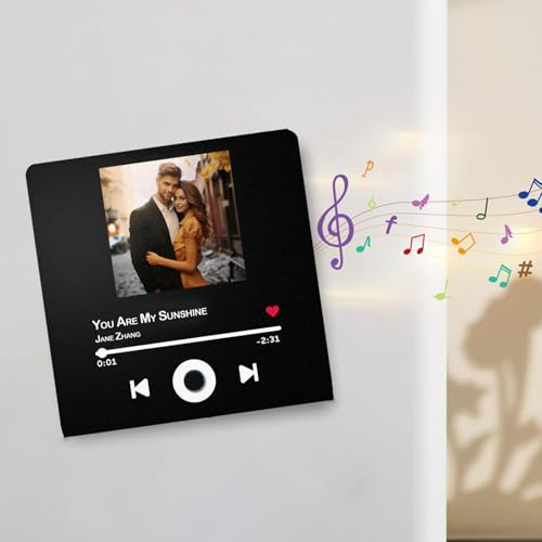 Personalisierter Kühlschrankmagnet mit Musik, Kühlschrank Magnet mit musikund Foto, Album Musik Kühlschrankmagnet, Selbst Gestalten Können Lieder Spielen für Paare Valentinstag Geburtstag (Stil C)