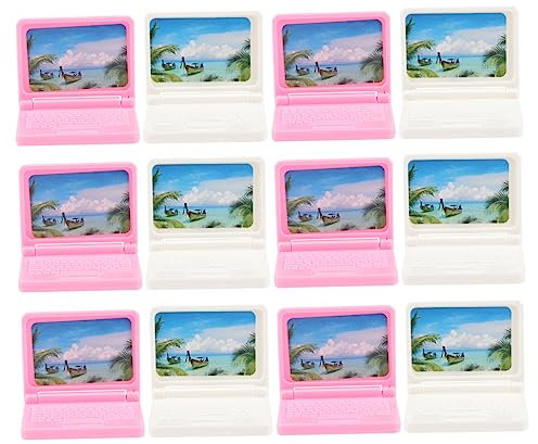 ibasenice 12pcs Miniature Laptop Toy Realistic Computer Models for Boys and Girls Pretend Play and Dollhouse Decor for Developing Imagination and Cognitive Skills