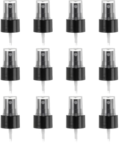 sourcing map 12 Pcs Black Spray Top, 24/410 Fine Mist Sprayer Reusable Replacement Spray Bottle Pump Plastic Top for Cosmetic Perfume and Body Sprays Bottle