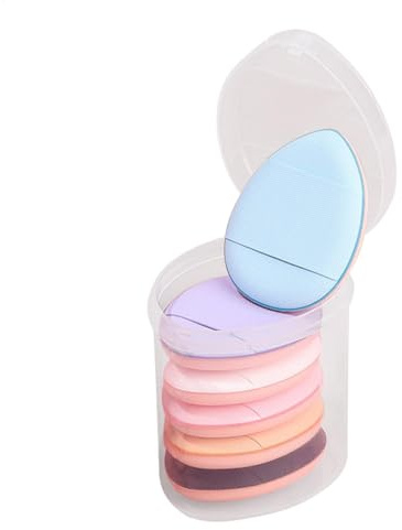 Fingerpuff – Set mit 6 Finger-Make-up-Make-up-Schwamm, loser Puderquaste mit kleinem Etui, lose Puderquaste für die Finger, Foundation-Fingerquaste für Frauen und Mädchen, Make-up-Einstellung nass und