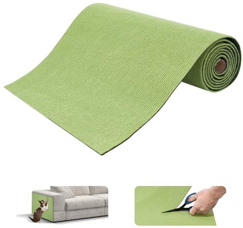 Kratzmatte Katze Selbstklebend, Kratzschutz Katze Sofa, Kratzteppich für Katze, Katzenkratzmatte für Sofa, Möbel, Tür, Wand, L 2m x B 40cm (Grün)