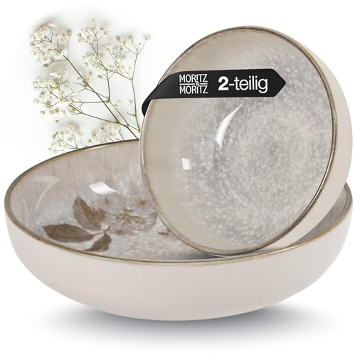 Moritz & Moritz BLOSSOM Servierschalen Groß - 2x Porzellan-Schale mit ⌀ 20cm & 29cm im floralem Design - Zum Anrichten von Speisen oder als Salatschüssel Keramik - Mikrowellen- & Spülmaschinengeeignet