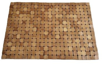 Eco-friendly Natural Bamboo Shower Mat Bath Mat, Multipurpose Bamboo Mat with Anti Slip Rubber Feet Water-Resistant Foldable for use Indoor Outdoor Bathroom Sauna Spa Block Splicing Design