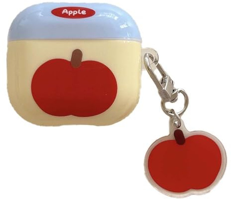 PIQIUZC Custodia carina per AirPods 4, design divertente con motivo a frutta, con ciondolo, compatibile con Apple Air Pod 4 (Apple)