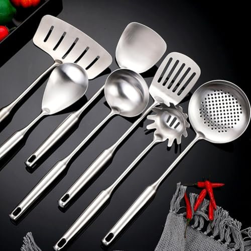 Cuillère wok en acier inoxydable 304 robuste, parfaite pour les recettes asiatiques et plus encore (C)