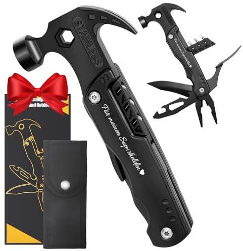 Geschenke für Männer, Vatertagsgeschenke für Papa, 16 in 1 Multitool Survival Gadgets, Geburtstagsgeschenk für Männer, Männergeschenke Camping Zubehör (Für meinen Superhelden)
