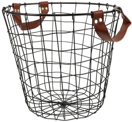 Toyvian Cesto Porta Legna Da Ardere in Ferro Resistente Con Design Rotondo e Fori Di Ventilazione, Contenitore Multifunzionale Per Legna e Decorazione Rustica, Per Interni Ed Esterni, Grande Capacità