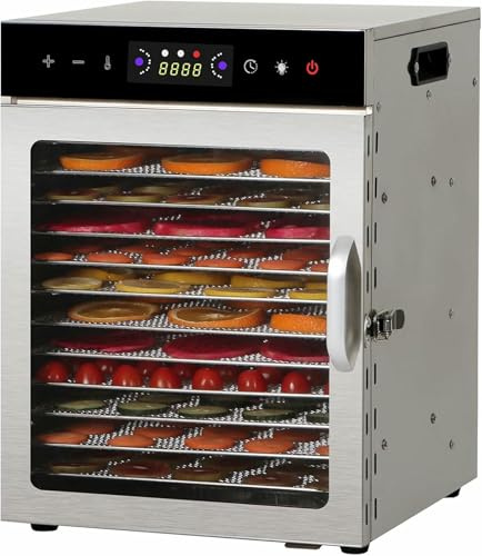 YMXEURSC Food Dehydrator Machine for Jerky Beef, Commercial Drying Cabinet Stainless Steel Food Dryer for Meat, Digital Food Dehydrater