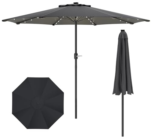 Sonnenschirm 300cm mit Kurbel, Aluminium Terrassenschirm knickbar, Balkon Marktschirm Großer, Strandschirm ohne Ständer mit Tragetasche, UV Schutz, beidseitig um 30° knickbar für Terrasse, Pool, Beige