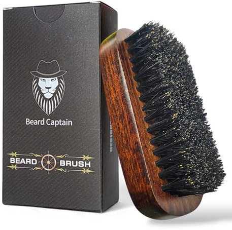 Beard Captain 100% Boar Bristle Beard Brush for Men | Premium Vintage Wooden Handle | Soft Bristles | Grooming Tool for Short, Thin, Thick, Coarse & Full Beards