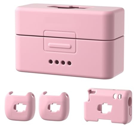 LiLiTok Étui de protection en silicone pour DJI Mic Mini Bluetooth Lavalier Microphone (2 étuis de protection pour émetteur, 1 étui de récepteur, 1 étui de charge) - Étui de microphone sans fil (rose)