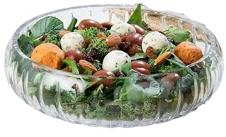 Saladier en verre fait à la main, 24 cm – Grand bol de service unique en cristal pour salade, dessert et collations, capacité de 2 L, respectueux de l'environnement, sans plomb, cadeau artisanal