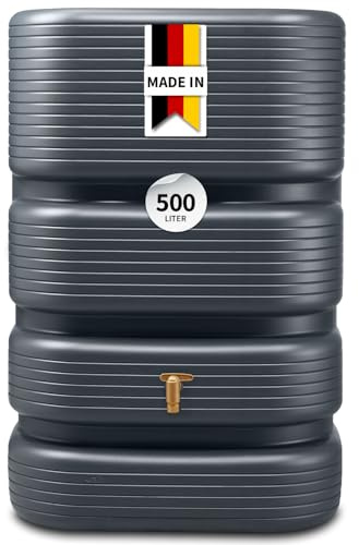 4rain Quadro Regentonne Wandtank 500 Liter Graphite Grey schmale Form | für Nischen Moderne Optik in Anthrazit aus Recyclingkunststoff für Regenwasser im minimalistischen Stil in Zeitloser Form