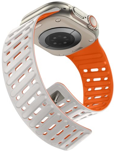 Tasikar Clip Bandes Magnétiques Compatibles avec Apple Watch 49mm 46mm 45mm 44mm 42mm Silicone Respirant Bracelet en Boucle pour iWatch Ultra3/2/1 SE Série 11 10 9 8 7 6 5 4 3