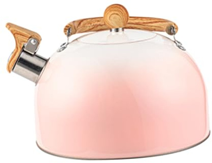 Zerodeko Bouilloire Sifflante 3l En Acier Inoxydable Solide, Compatible Plaques Gaz Et Induction, Bouilloire De Camping Pratique Cuisine Et Théière Sur Cuisinière, Coloris Rose Dégradé
