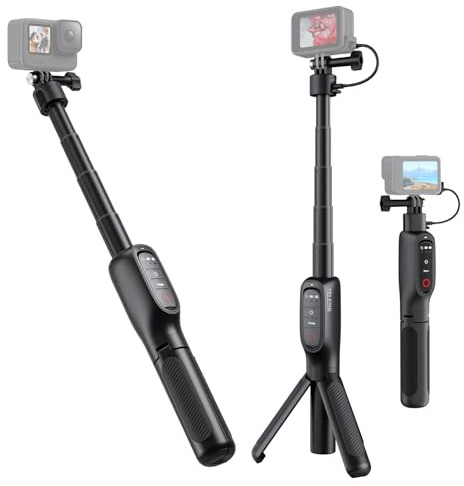 Andoer Perche à selfie avec perche extensible de 45 cm - Rotation à 360 ° - Inclinable à 180 ° - 5000 mAh - Batterie de type C - Avec télécommande amovible - Pour activités de plein air