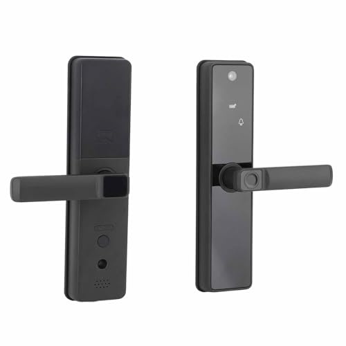 Aoaoy Smart Fingerprint Password Keypad Lock, Visor Digital WiFi, Reconocimiento Rápido, Desbloqueo de Aplicaciones, para Carga de Emergencia (Negro)