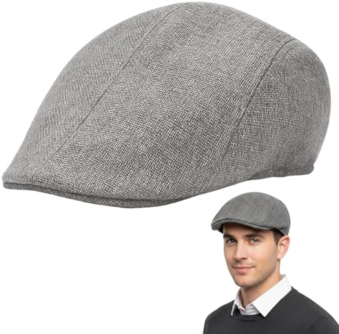DvBCNMe Schiebermütze Herren, Peaky Blinders Mütze, Baskenmütze Herren, Flacher Deckel, Leichtes Design, Perfekt Für Jeden Anlass, Hellgrau