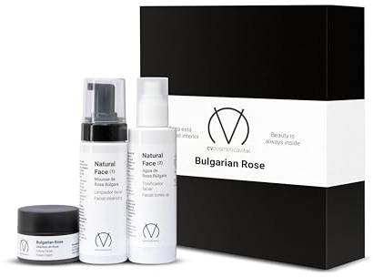 COSMÉTICA VITAL Coffret bulgarien rose : ce coffret comprend trois produits essentiels : mousse nettoyante, eau de rose et crème pour le visage, formulés avec de la rose de Damas.