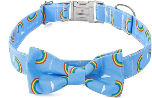 Hundhalsband, mjukt hundhalsband justerbart valphalsband med snabbspänne husdjurshalsband fluga for små hundar blå